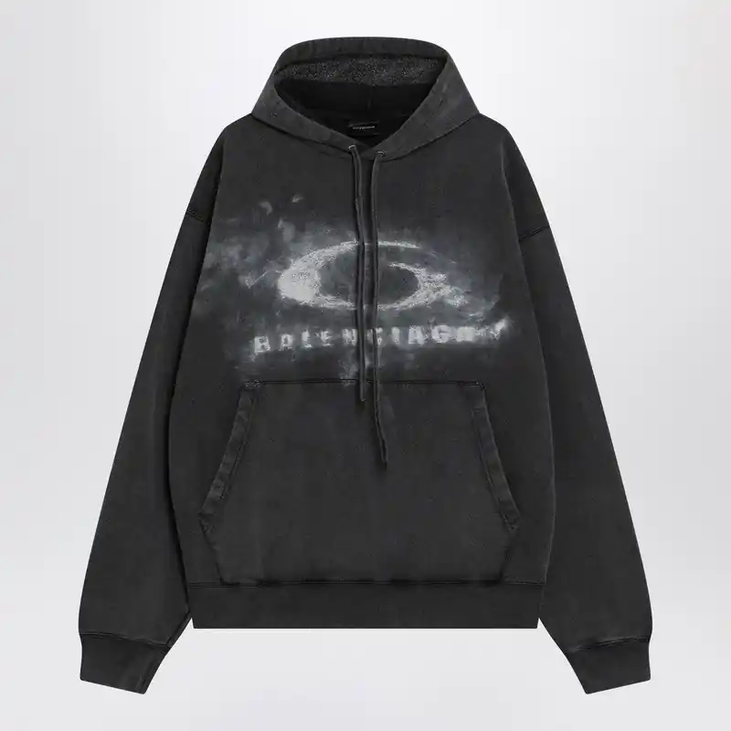 Black Faded Crayon Loop Oversize Hoodie - Balenciaga