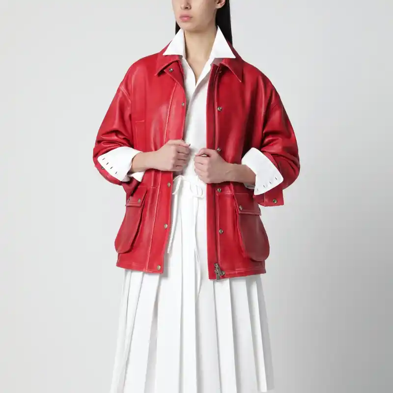 Red Leather Parka - Halfboy