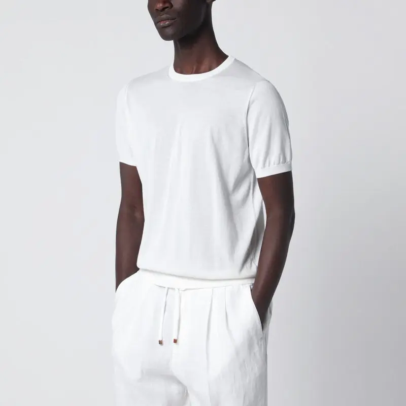 Crew Neck T-Shirt In Milky White Cotton