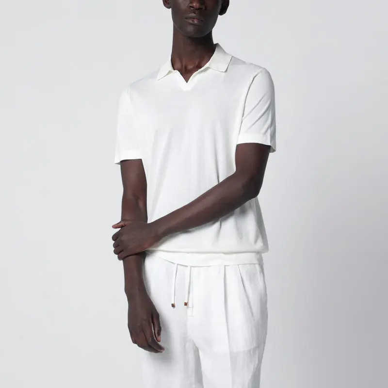 Milk-White Cotton Knit Polo