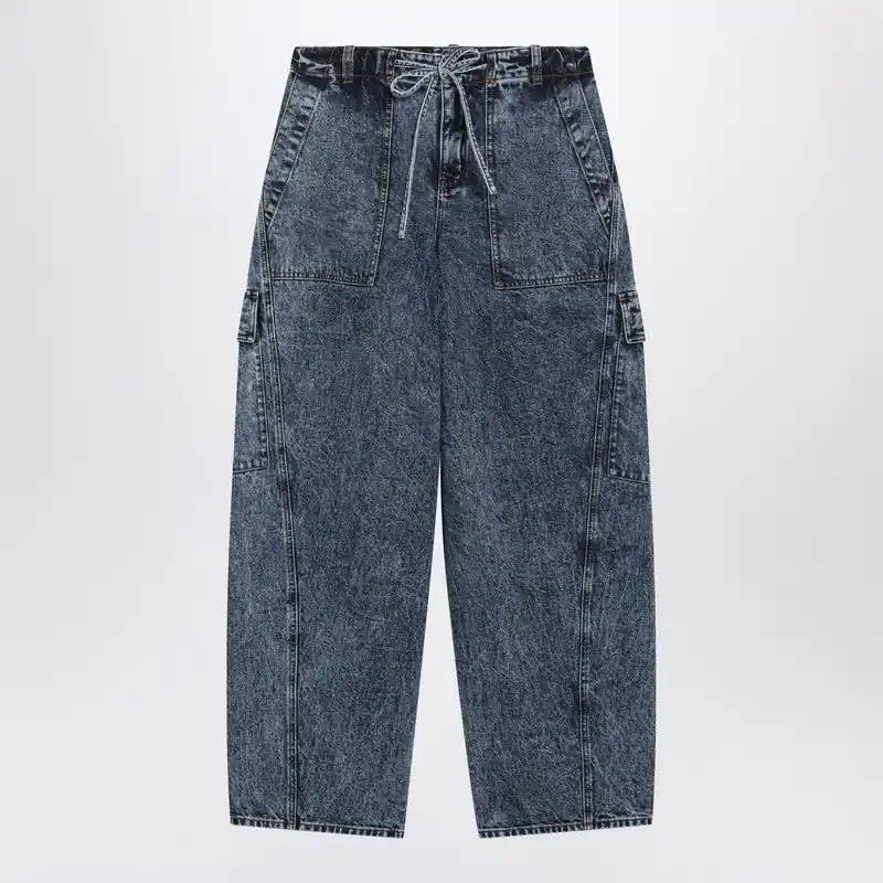Blue Washed Denim Cargo Trousers - Alaïa