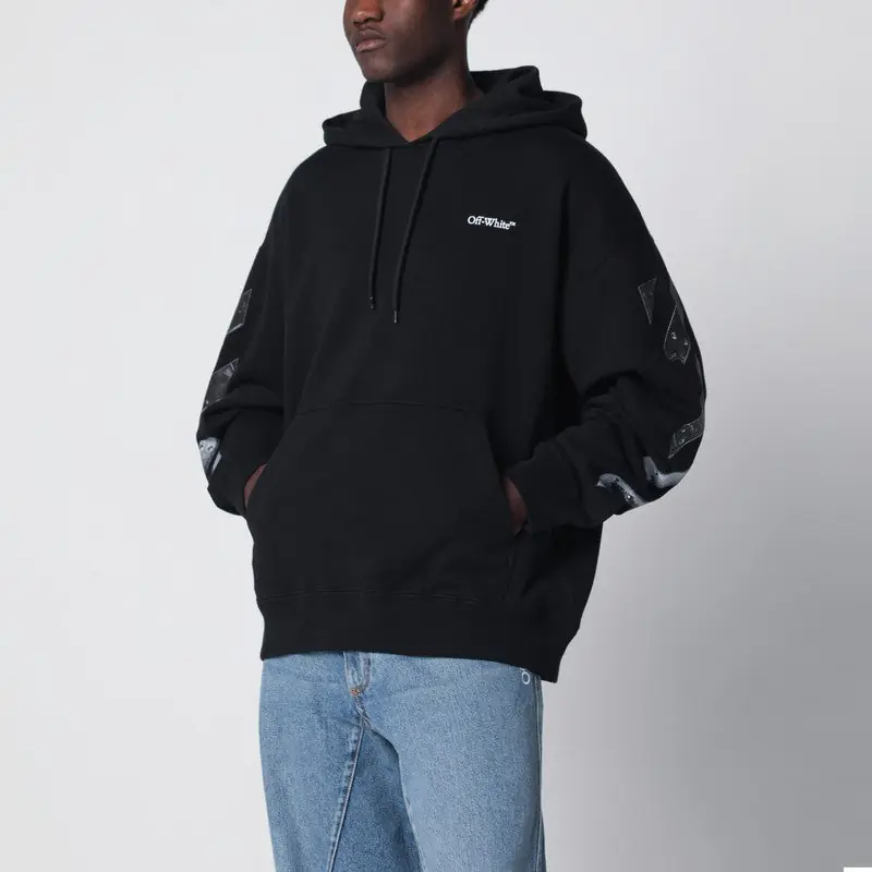 Black Hooded Sweatshirt With Logo Print - Off-White