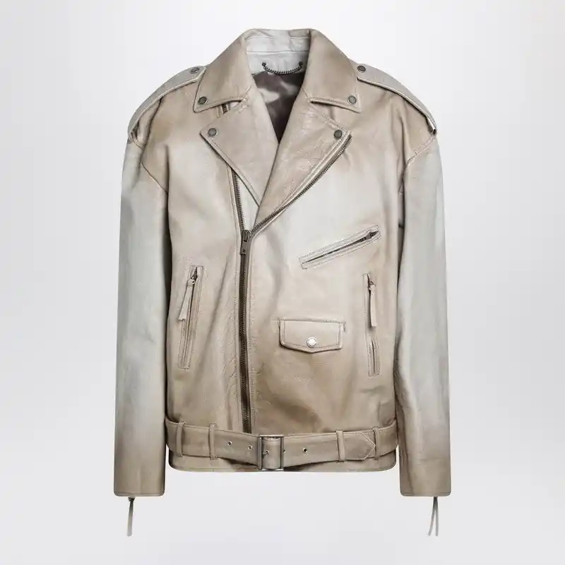 Beige Leather Phoebe Jacket - Golden Goose