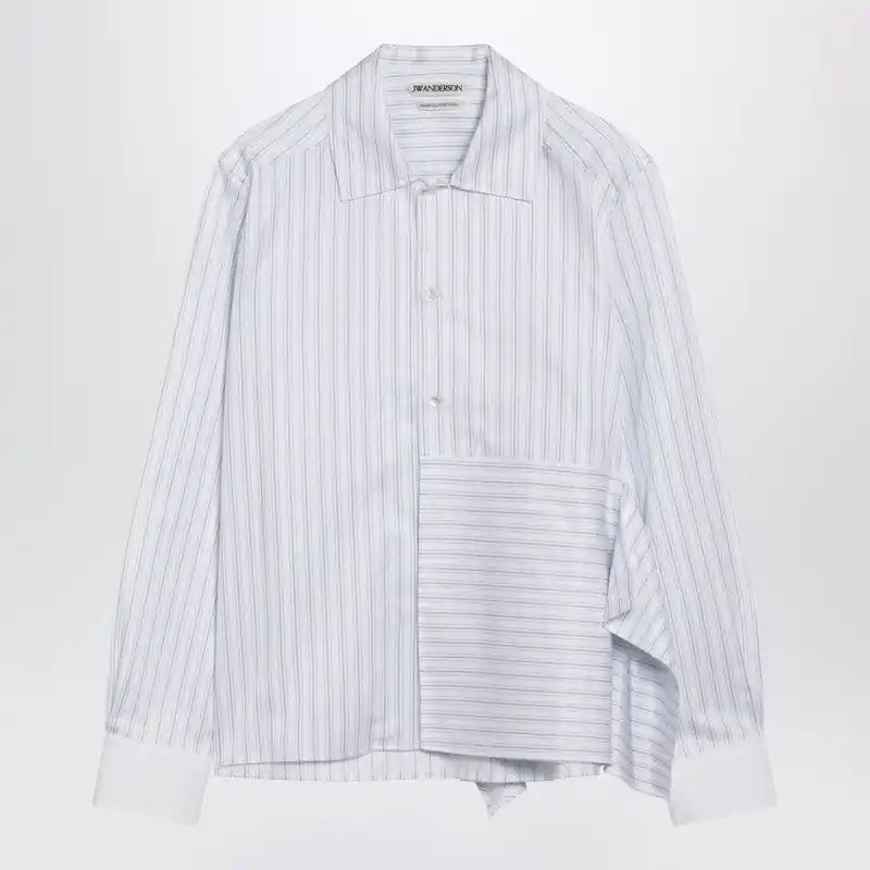 White Striped Asymmetric Draped Shirt - JW Anderson