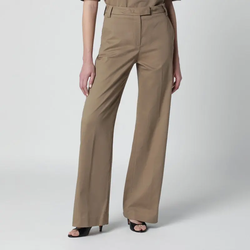 Cognac Cotton Palazzo Trousers - Thelatest