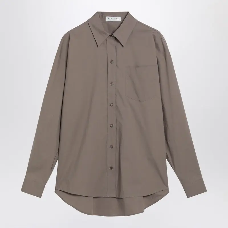Taupe Ornella Asymmetric Shirt - The Frankie Shop