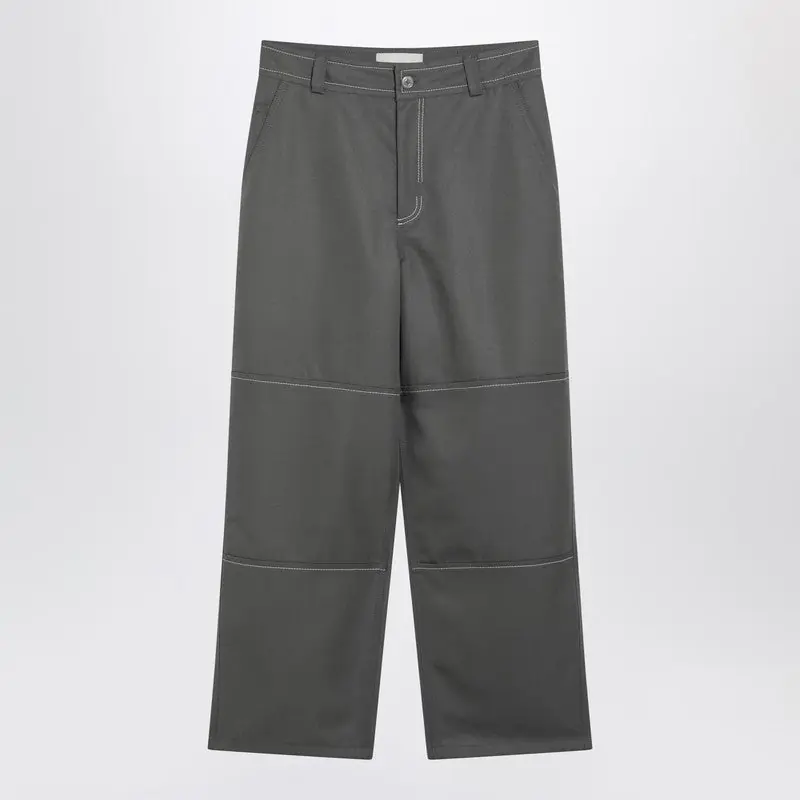 Grey Wool Canvas Workwear Trousers - Ami Paris