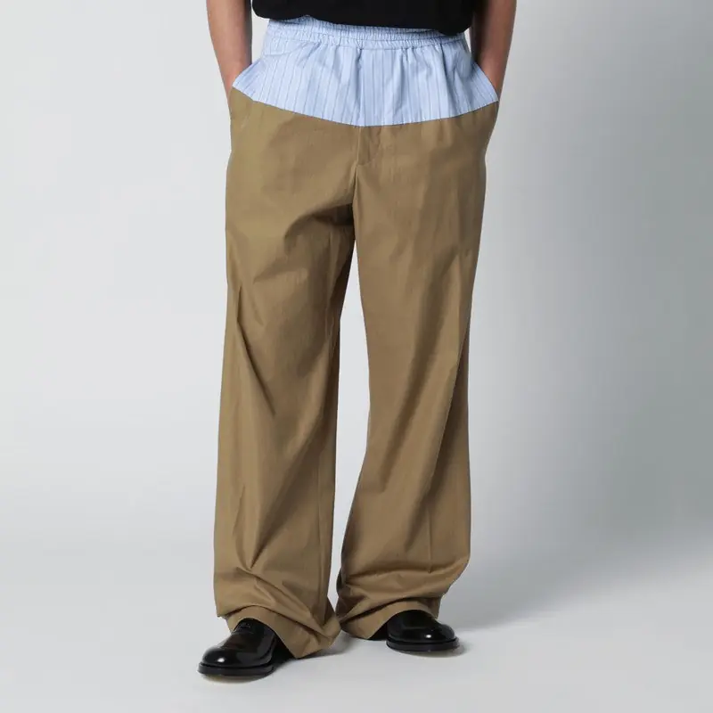 Trousers With Contrasting Waistband - Dries Van Noten