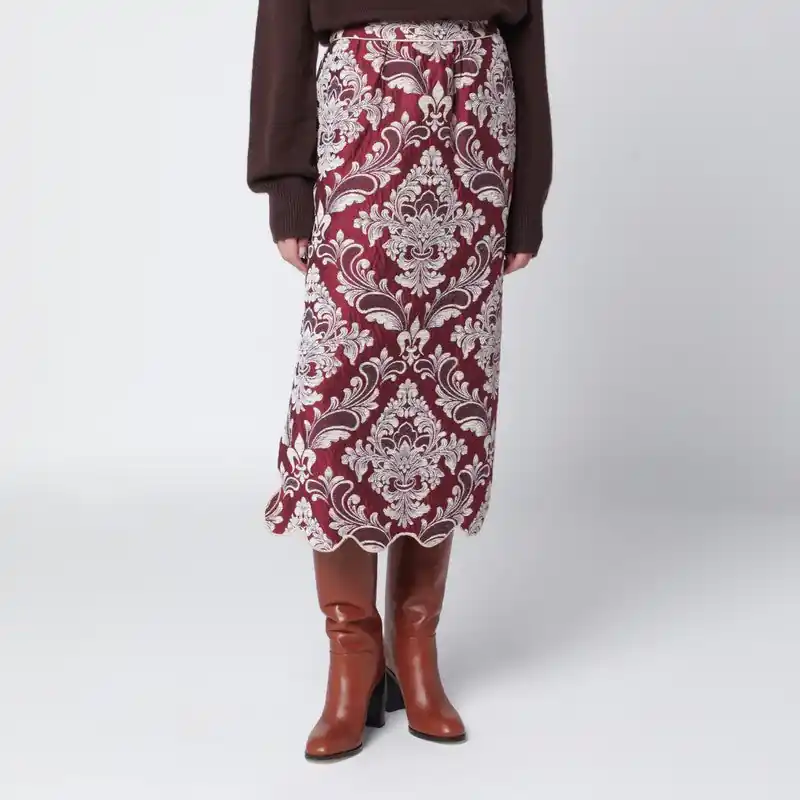 Bordeaux Jacquard Midi Skirt - Farm Rio