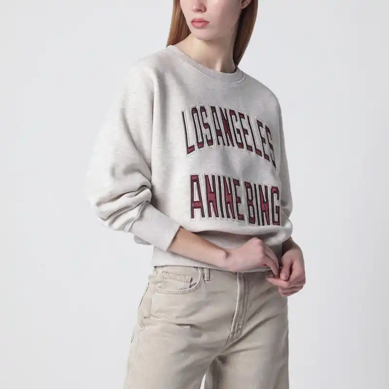 Harry Shrunken La Beige Mélange Sweatshirt - Anine Bing