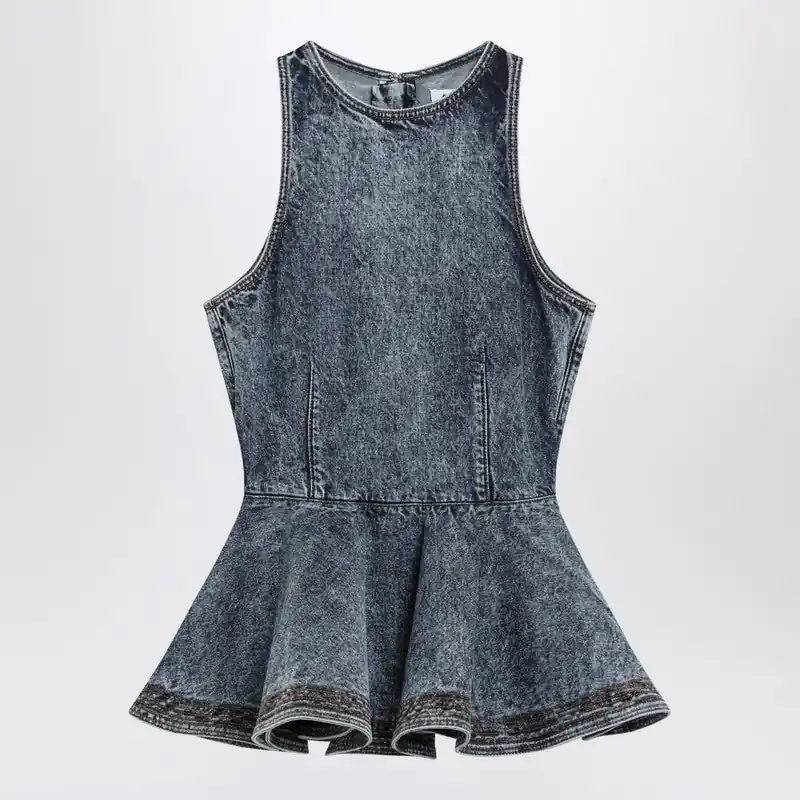 Denim Peplum Top - Alaïa