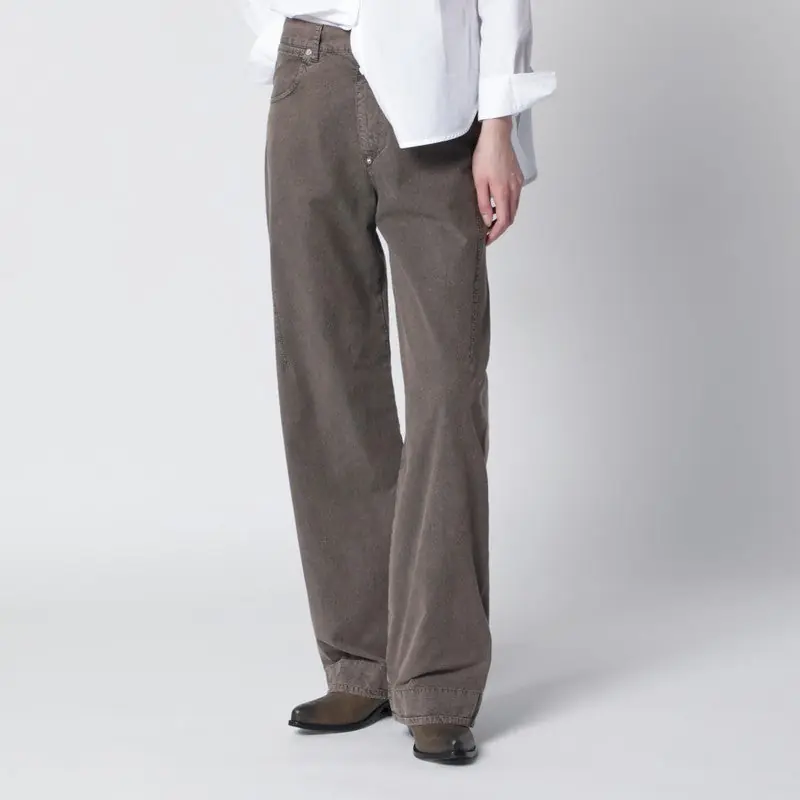 Washed Olive Green Wide-Leg Jeans