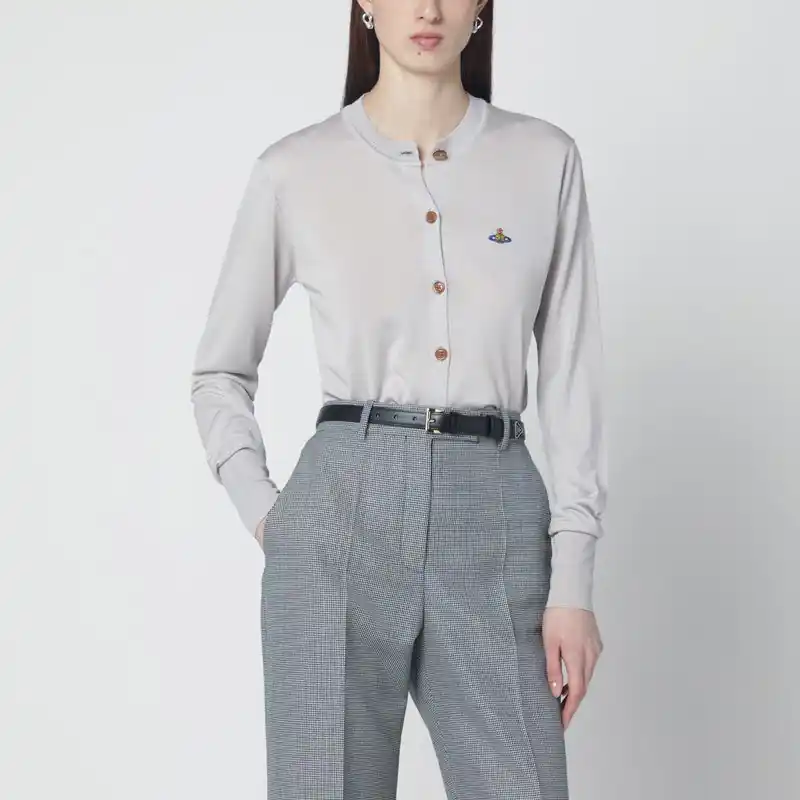 Light Grey Wool And Silk Cardigan - Vivienne Westwood