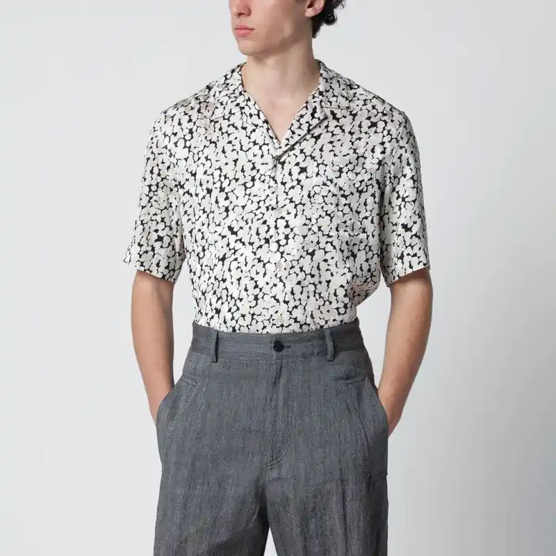 Viscose Shirt With Black/Ecru Pattern - Dries Van Noten