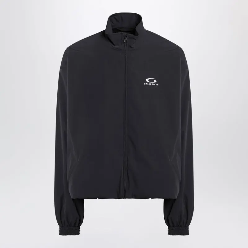 Black Washed Loop Sports Icon Zip Jacket - Balenciaga
