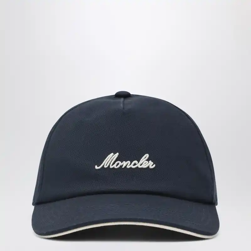 Navy Baseball Cap With Embroidered Logo - Moncler