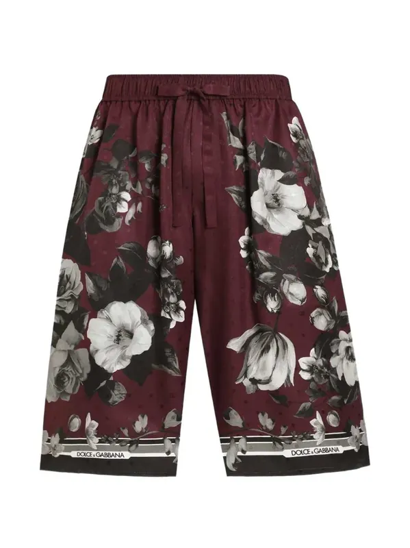 Vanity Twill Trousers With Peony Foliage Print - Dolce & Gabbana