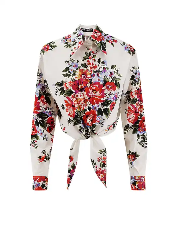 Cotton Shirt With Multicolor Print - Dolce & Gabbana