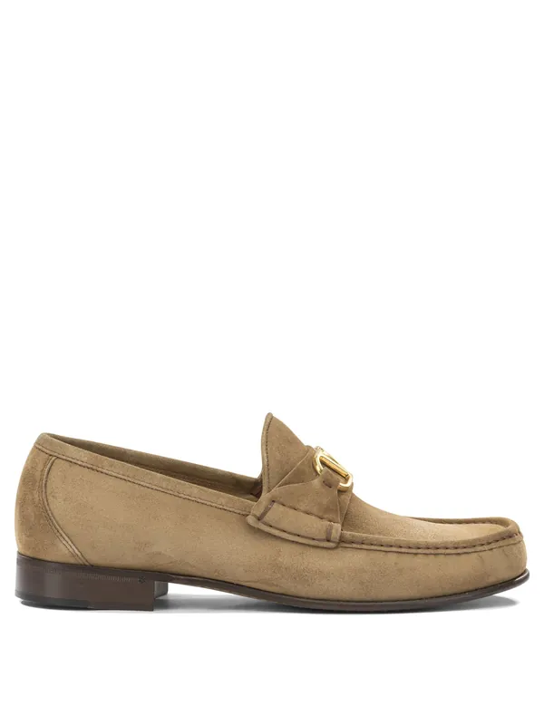Suede Loafers Loafers & Slippers Beige - Valentino Garavani