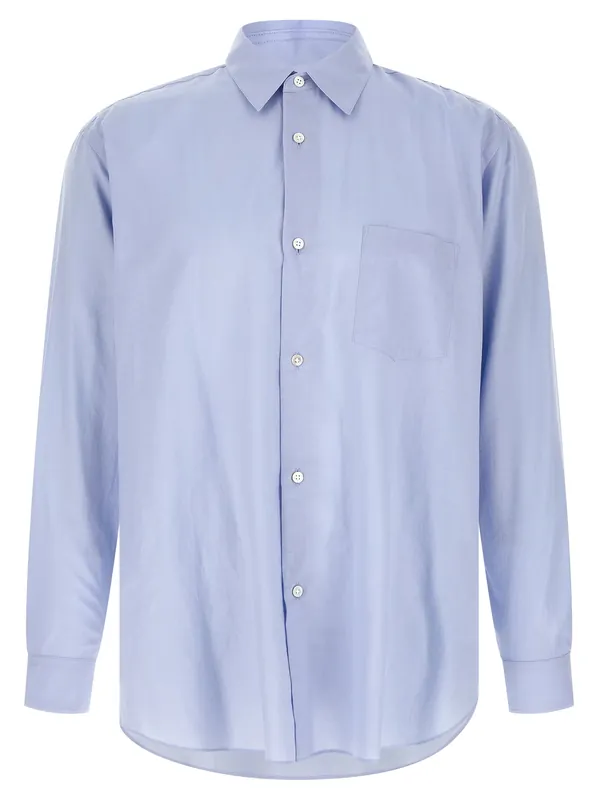 Cotton And Silk Shirt Shirt And Blouse Light Blue - Ssstein