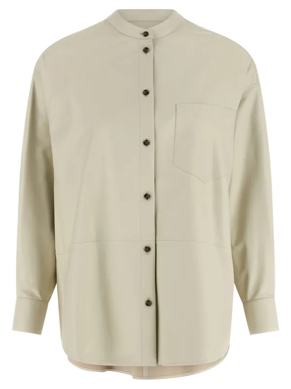 Leather Shirt Shirt And Blouse White - Yves Salomon