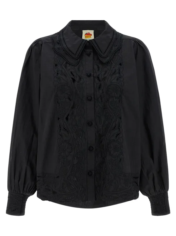 Black Embroidered Shirt And Blouse Black - Farm Rio