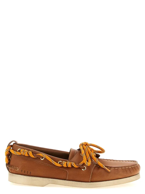 Leather Boat Shoe Loafers Brown - Golden Goose