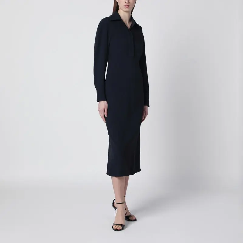 Navy Blue Midi Shirt Dress - Victoria Beckham