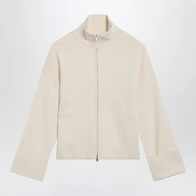 Ivory Viscose-Blend Zip-Up Sweatshirt