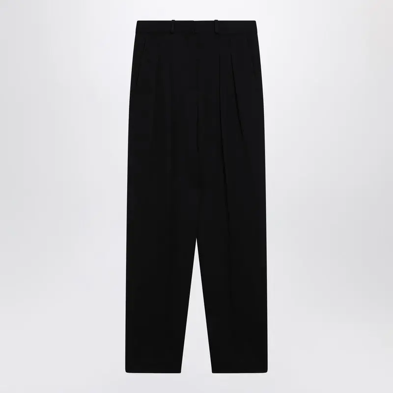 Black Wool-Blend Trousers