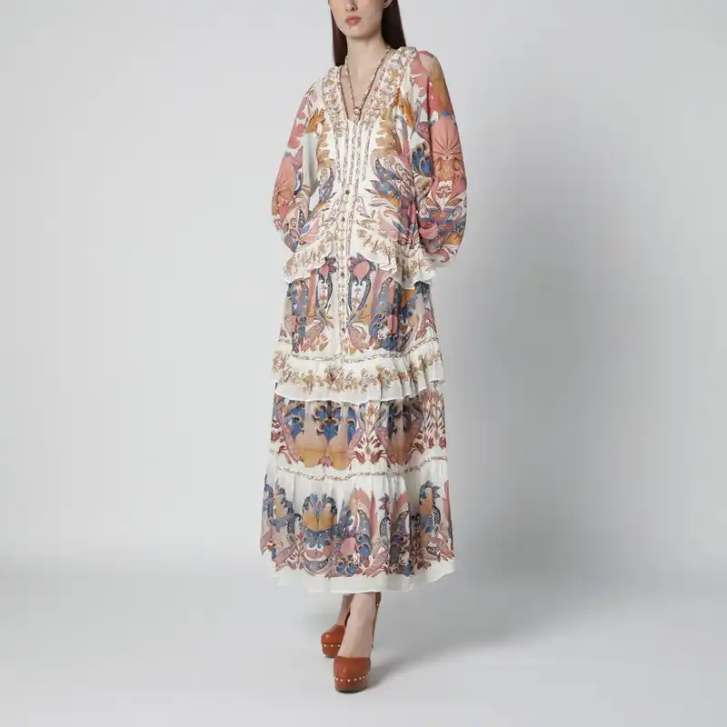 White Sea Garden Dress With Tiered Ruffles - Farm Rio
