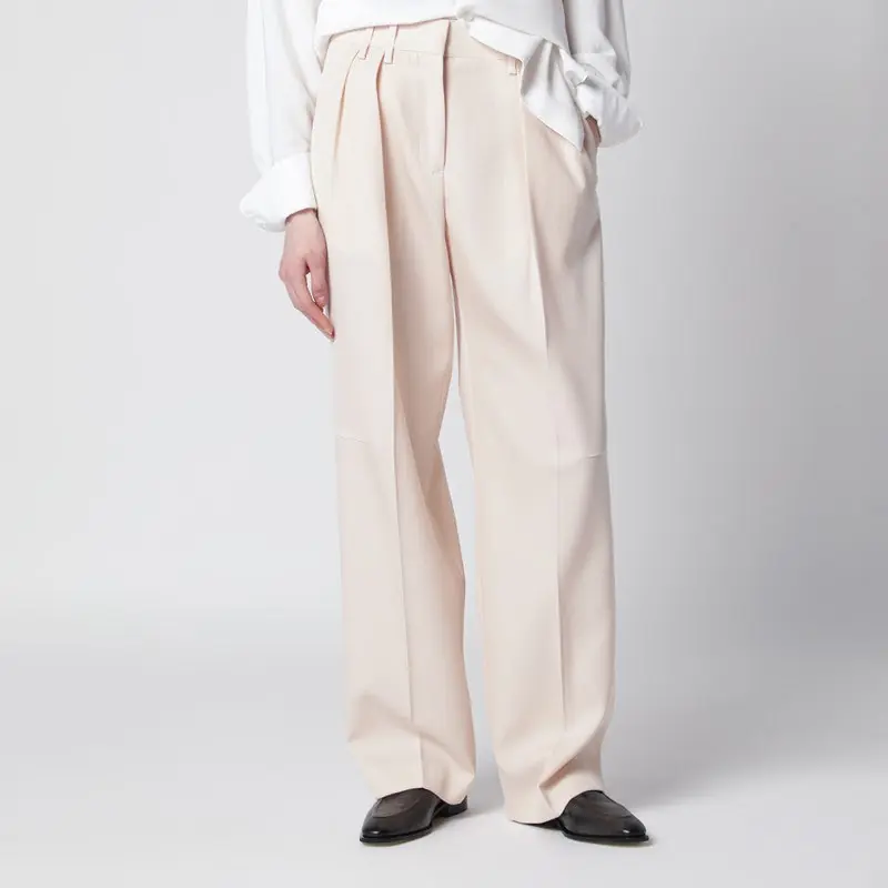 Ivory Wool Gabardine Trousers - Jil Sander