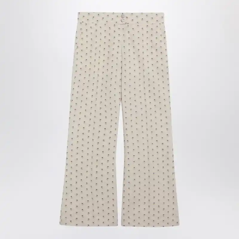 Ivory Trousers With Floral Pattern - Valentino Garavani