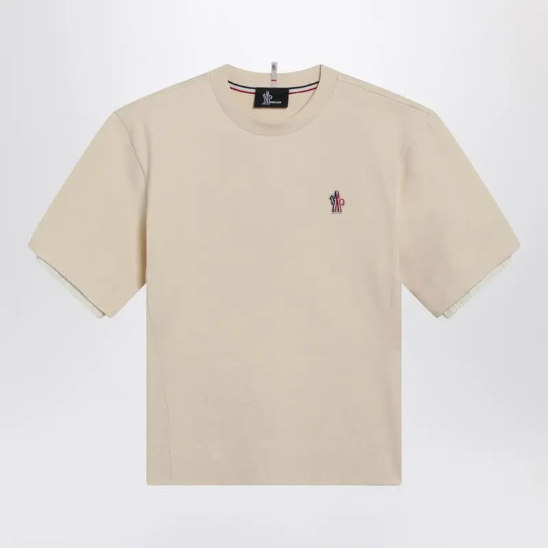 White Cotton-Blend T-Shirt With Logo Patch