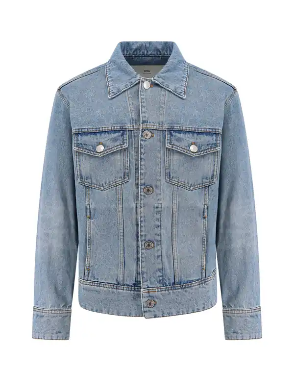 Denim Jacket With Ami Paris Patch On The Back