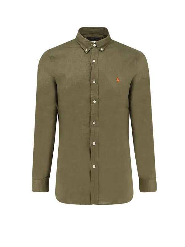 Linen Shirt With Embroidered Logo On The Front - Polo Ralph Lauren
