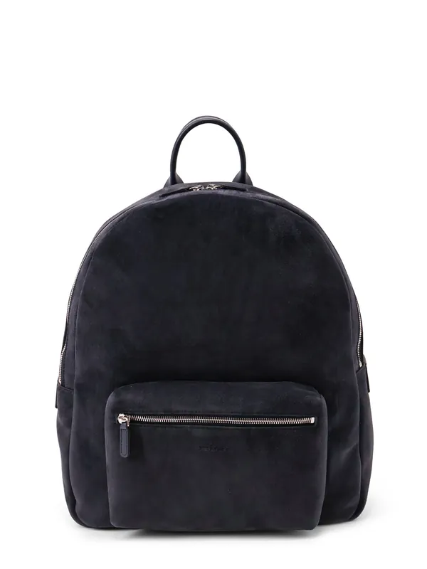 Suede Backpack With Engraved Logo - Kiton