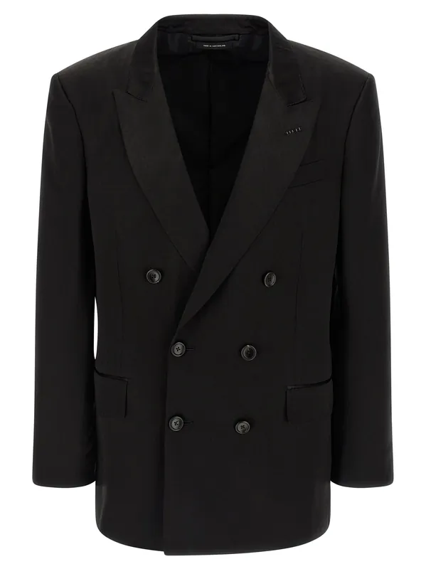 Tone-On-Tone Polka Dot Blazer Black