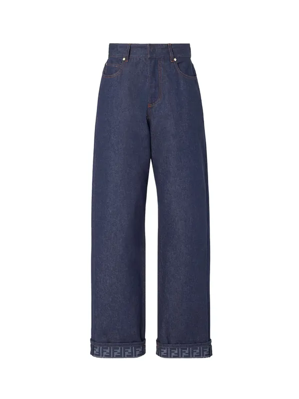 Blue Denim Jeans With Ff Detail On The Bottom - Fendi