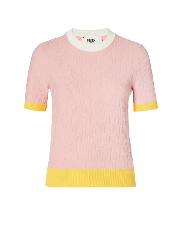 Cotton And Silk Sweater With All-Over Ff Motif