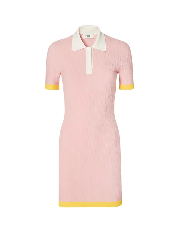 Cotton And Silk Blend Short Dress With All-Over Ff Motif