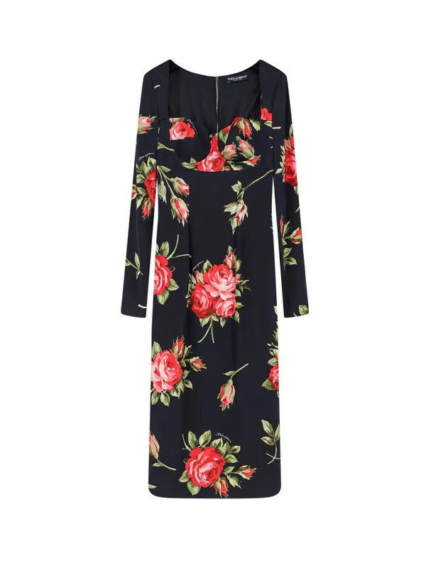 Viscose Dress With Iconic Print - Dolce & Gabbana