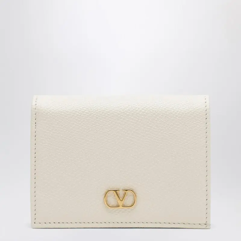 V Logo Signature Ivory Leather Wallet - Valentino Garavani