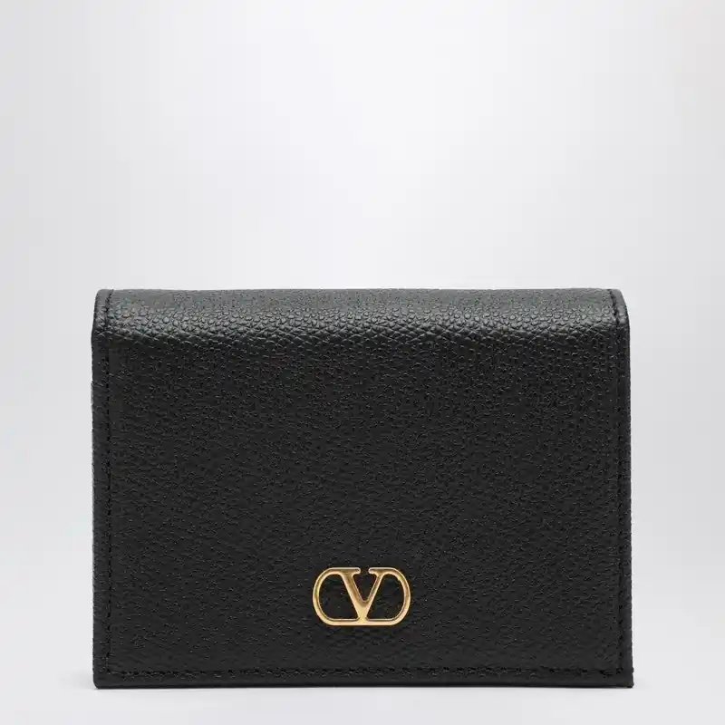 Signature Black Leather V Logo Wallet - Valentino Garavani