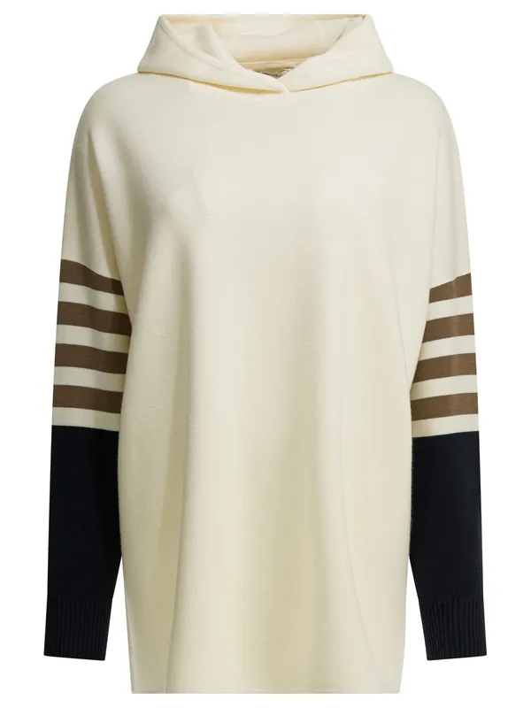 Virgin Wool Hooded Sweater Knitwear White - Max Mara