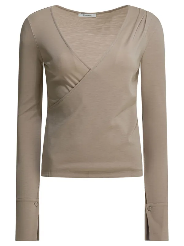 Virgin Wool V-Neck Sweater Knitwear Beige