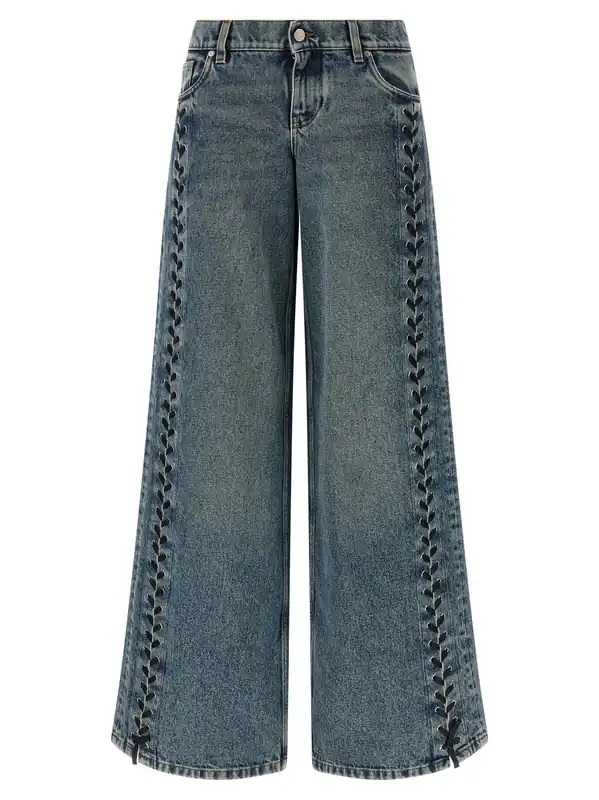Lace-Up Jeans Blue