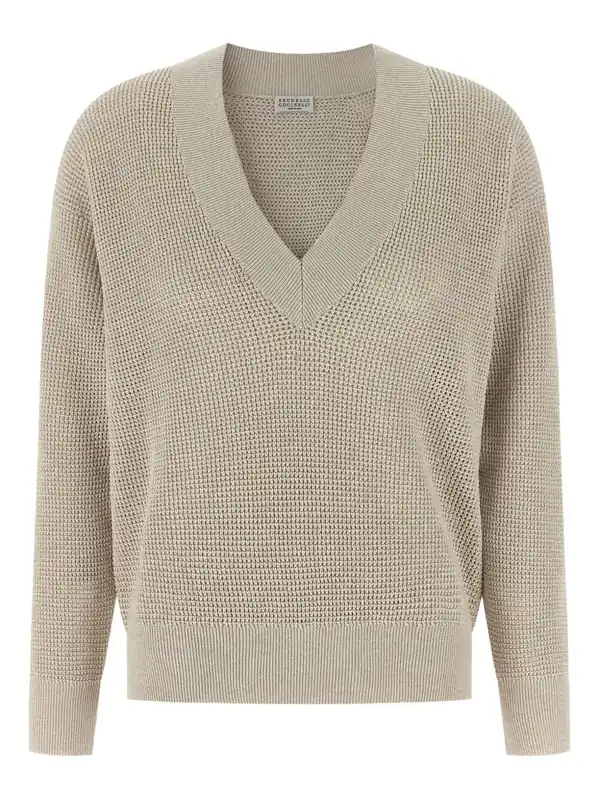 Openwork V-Neck Sweater