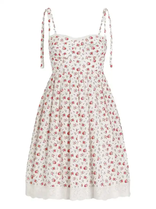 Floral Dress With Lace Inserts - Dolce & Gabbana