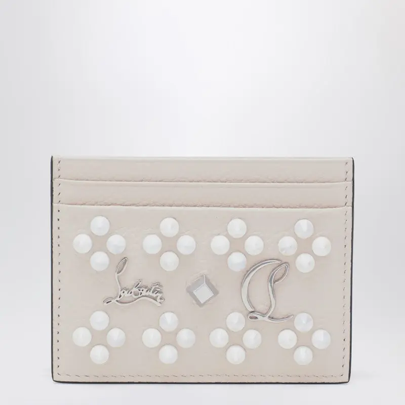 Kios Card Holder In Grained Calfskin And Spikes - Christian Louboutin